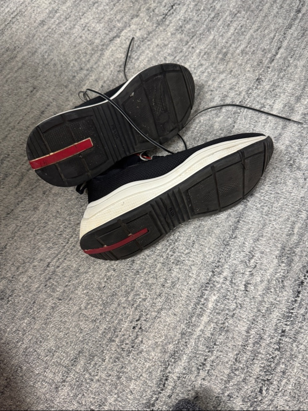 Prada Black Mesh Platform Lace-Up Sneakers with White Sole - Picture 7 of 7